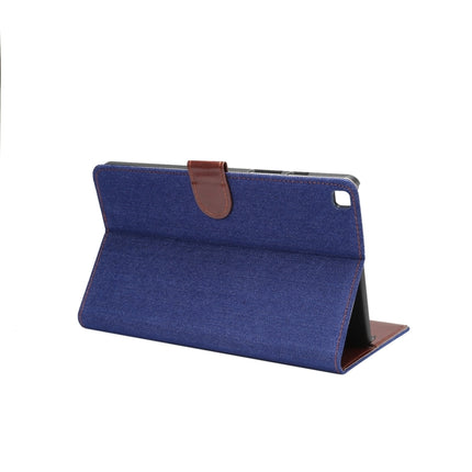 For Samsung Tab A7 Lite T220 / T225 Denim Texture PC Horizontal Flip Leather Protective Case, with Holder & Card Slots & Wallet & Photo Frame(Dark Blue)-garmade.com