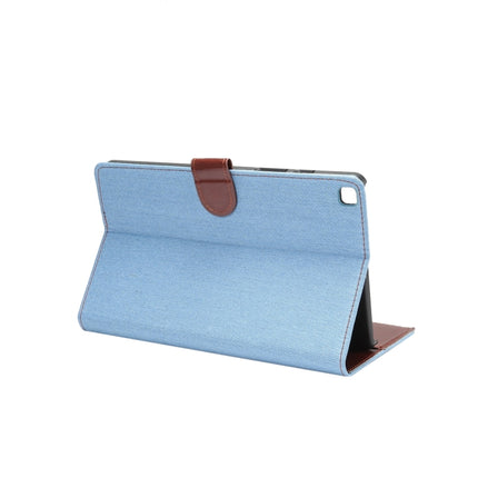 For Samsung Tab A7 Lite T220 / T225 Denim Texture PC Horizontal Flip Leather Protective Case, with Holder & Card Slots & Wallet & Photo Frame(Light Blue)-garmade.com