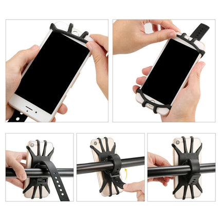 360 Degree Rotation Silica Gel Bicycle Phone Holder for 4-6.8 inch Mobile Phone(Black)-garmade.com