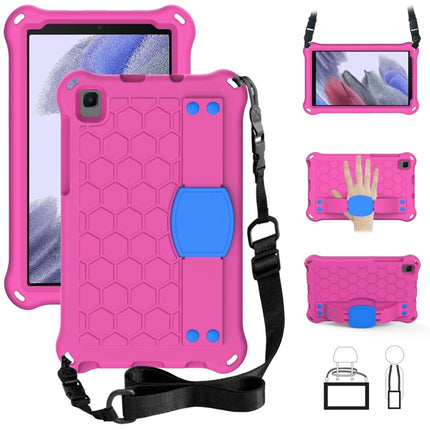 For Samsung Galaxy Tab A7 Lite 8.7 (2021) T220/T225 Honeycomb Design EVA + PC Four Corner Shockproof Protective Case with Strap(Rose Red+Blue)-garmade.com