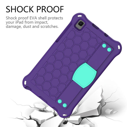 For Samsung Galaxy Tab A7 Lite 8.7 (2021) T220/T225 Honeycomb Design EVA + PC Four Corner Shockproof Protective Case with Strap(Purple+Mint)-garmade.com