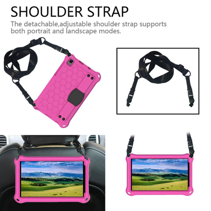 For Samsung Galaxy Tab A7 Lite 8.7 (2021) T220/T225 Honeycomb Design EVA + PC Four Corner Shockproof Protective Case with Strap(Rose Red+Black)-garmade.com