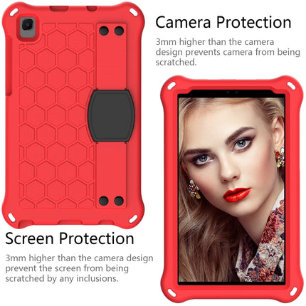 For Samsung Galaxy Tab A7 Lite 8.7 (2021) T220/T225 Honeycomb Design EVA + PC Four Corner Shockproof Protective Case with Strap(Red+Black)-garmade.com