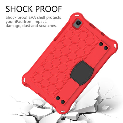 For Samsung Galaxy Tab A7 Lite 8.7 (2021) T220/T225 Honeycomb Design EVA + PC Four Corner Shockproof Protective Case with Strap(Red+Black)-garmade.com