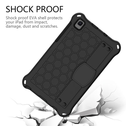 For Samsung Galaxy Tab A7 Lite 8.7 (2021) T220/T225 Honeycomb Design EVA + PC Four Corner Shockproof Protective Case with Strap(Black+Black)-garmade.com
