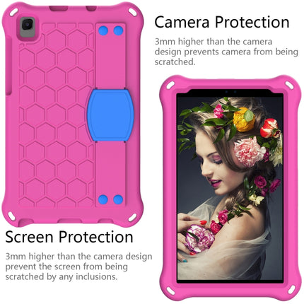For Samsung Galaxy Tab A 8.0 & S Pen (2019)P200/P205 Honeycomb Design EVA + PC Four Corner Shockproof Protective Case with Strap(Rose Red+Blue)-garmade.com