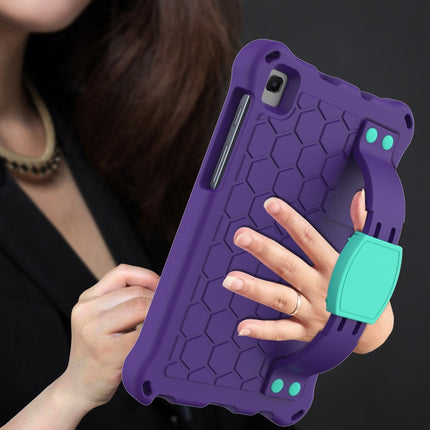 For Samsung Galaxy Tab A 8.0 & S Pen (2019)P200/P205 Honeycomb Design EVA + PC Four Corner Shockproof Protective Case with Strap(Purple+Mint)-garmade.com