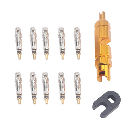 A5587 10 PCS Bicycle French Valve Core with Yellow Disassembly Tool-garmade.com