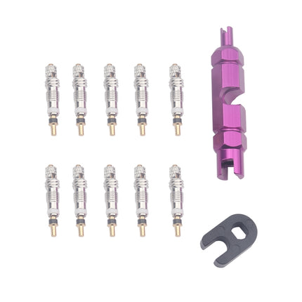 A5589 10 PCS Bicycle French Valve Core with Purple Disassembly Tool-garmade.com