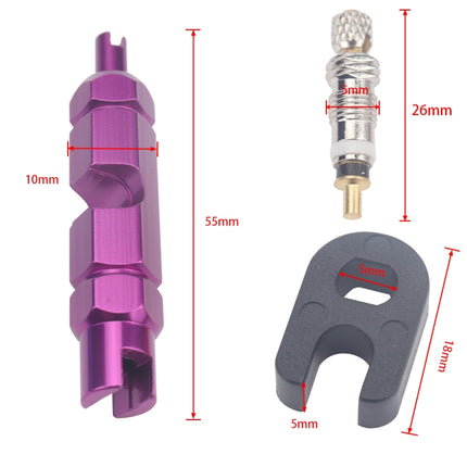 A5589 10 PCS Bicycle French Valve Core with Purple Disassembly Tool-garmade.com
