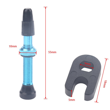 A5594 2 PCS 40mm Blue French Tubeless Valve Core with A-type Wrench for Road Bike-garmade.com