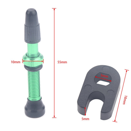 A5597 2 PCS 40mm Green French Tubeless Valve Core with A-type Wrench for Road Bike-garmade.com