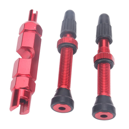 A5592 2 PCS 40mm Red French Tubeless Valve Core with Red Disassembly Tool for Road Bike-garmade.com