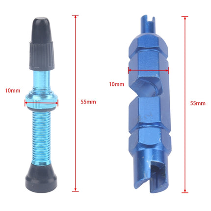 A5595 2 PCS 40mm Blue French Tubeless Valve Core with Blue Disassembly Tool for Road Bike-garmade.com