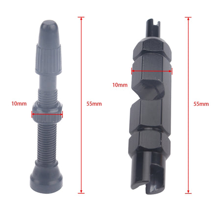 A5701 2 PCS 40mm Black French Tubeless Valve Core with Black Disassembly Tool for Road Bike-garmade.com