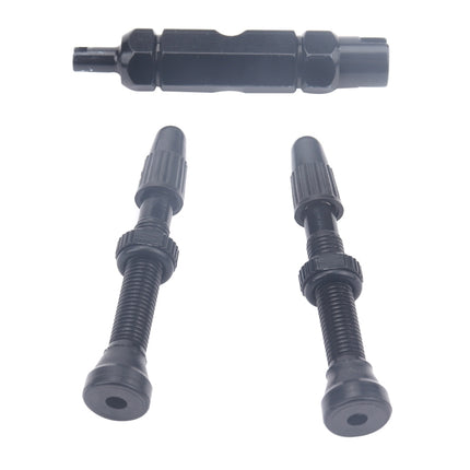 A5701 2 PCS 40mm Black French Tubeless Valve Core with Black Disassembly Tool for Road Bike-garmade.com