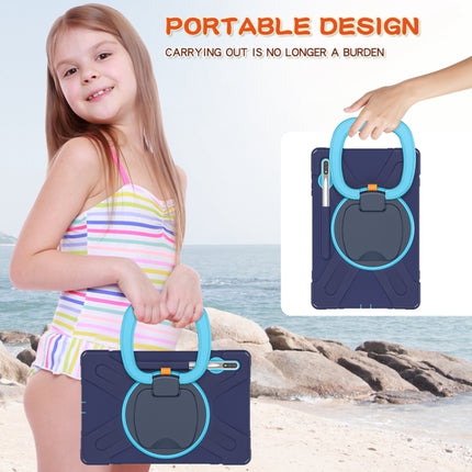For Samsung Galaxy Tab S8+ / Tab S8 Plus / Tab S7 FE / Tab S7+ T970/T975 Silicone + PC Protective Case with Holder & Shoulder Strap(NavyBlue+Blue)-garmade.com