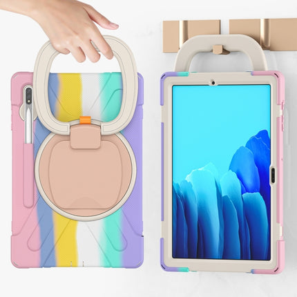For Samsung Galaxy Tab S8+ / Tab S8 Plus / Tab S7 FE / Tab S7+ T970/T975 Silicone + PC Protective Case with Holder & Shoulder Strap(Colorful Pink)-garmade.com