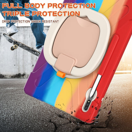 For Samsung Galaxy Tab S8+ / Tab S8 Plus / Tab S7 FE / Tab S7+ T970/T975 Silicone + PC Protective Case with Holder & Shoulder Strap(Colorful Red)-garmade.com