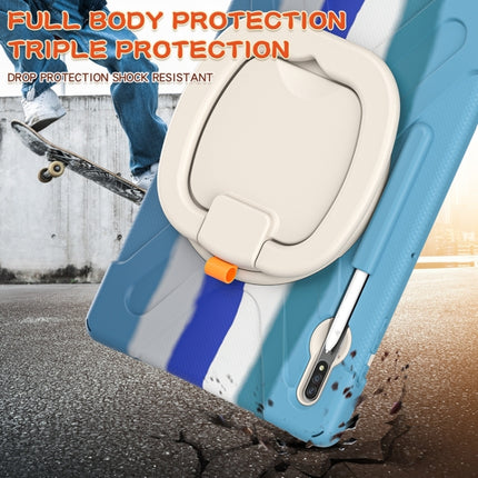 For Samsung Galaxy Tab S8+ / Tab S8 Plus / Tab S7 FE / Tab S7+ T970/T975 Silicone + PC Protective Case with Holder & Shoulder Strap(Colorful Blue)-garmade.com