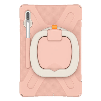 For Samsung Galaxy Tab S8+ / Tab S8 Plus / Tab S7 FE / Tab S7+ T970/T975 Silicone + PC Protective Case with Holder & Shoulder Strap(Rose Gold)-garmade.com