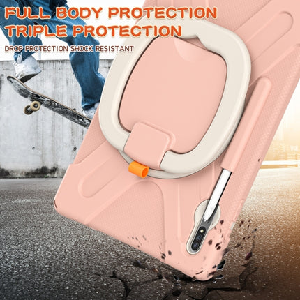 For Samsung Galaxy Tab S8+ / Tab S8 Plus / Tab S7 FE / Tab S7+ T970/T975 Silicone + PC Protective Case with Holder & Shoulder Strap(Rose Gold)-garmade.com