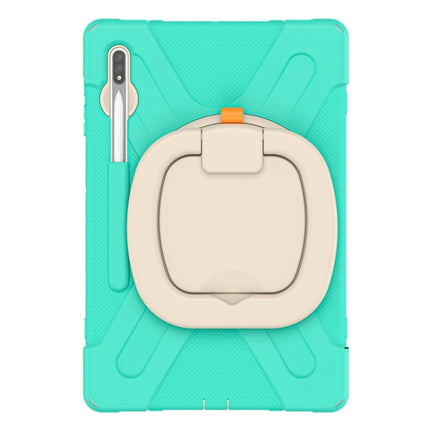 For Samsung Galaxy Tab S8+ / Tab S8 Plus / Tab S7 FE / Tab S7+ T970/T975 Silicone + PC Protective Case with Holder & Shoulder Strap(Mint Green)-garmade.com