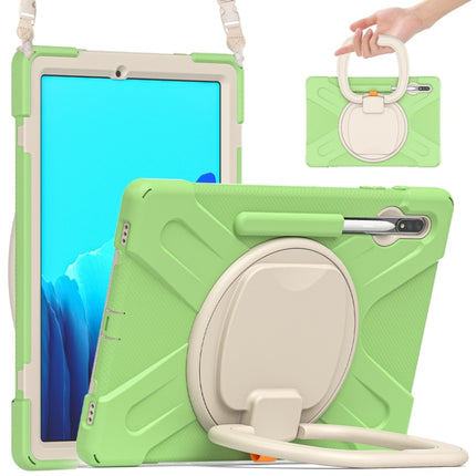 For Samsung Galaxy Tab S8+ / Tab S8 Plus / Tab S7 FE / Tab S7+ T970/T975 Silicone + PC Protective Case with Holder & Shoulder Strap(Matcha Green)-garmade.com