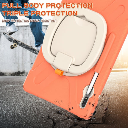 For Samsung Galaxy Tab S8+ / Tab S8 Plus / Tab S7 FE / Tab S7+ T970/T975 Silicone + PC Protective Case with Holder & Shoulder Strap(Living Coral)-garmade.com