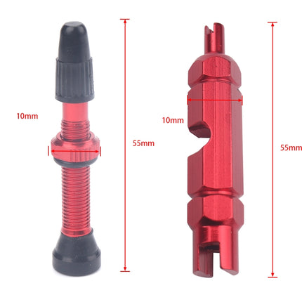 A5593 2 PCS 40mm Red French Tubeless Valve Stem with Repair Kit for Road Bike-garmade.com