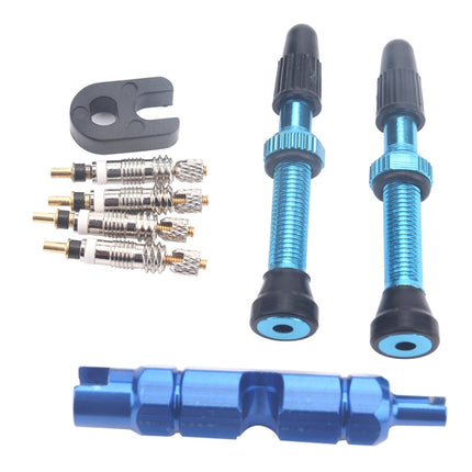 A5596 2 PCS 40mm Blue French Tubeless Valve Stem with Repair Kit for Road Bike-garmade.com