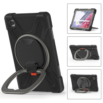 For Samsung Galaxy Tab A7 Lite T220 / T225 Silicone + PC Protective Case with Holder & Shoulder Strap(Black+Gray)-garmade.com