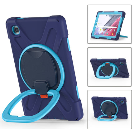 For Samsung Galaxy Tab A7 Lite T220 / T225 Silicone + PC Protective Case with Holder & Shoulder Strap(Navy Blue + Blue)-garmade.com