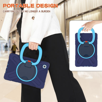 For Samsung Galaxy Tab A7 Lite T220 / T225 Silicone + PC Protective Case with Holder & Shoulder Strap(Navy Blue + Blue)-garmade.com