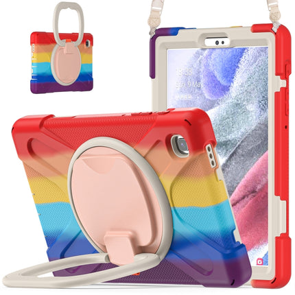 For Samsung Galaxy Tab A7 Lite T220 / T225 Silicone + PC Protective Case with Holder & Shoulder Strap(Colorful Red)-garmade.com