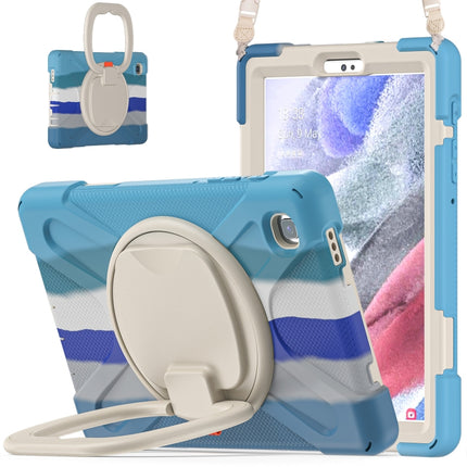 For Samsung Galaxy Tab A7 Lite T220 / T225 Silicone + PC Protective Case with Holder & Shoulder Strap(Colorful Blue)-garmade.com