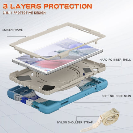For Samsung Galaxy Tab A7 Lite T220 / T225 Silicone + PC Protective Case with Holder & Shoulder Strap(Colorful Blue)-garmade.com