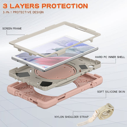 For Samsung Galaxy Tab A7 Lite T220 / T225 Silicone + PC Protective Case with Holder & Shoulder Strap(Rose Gold)-garmade.com