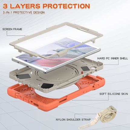 For Samsung Galaxy Tab A7 Lite T220 / T225 Silicone + PC Protective Case with Holder & Shoulder Strap(Coral Orange)-garmade.com