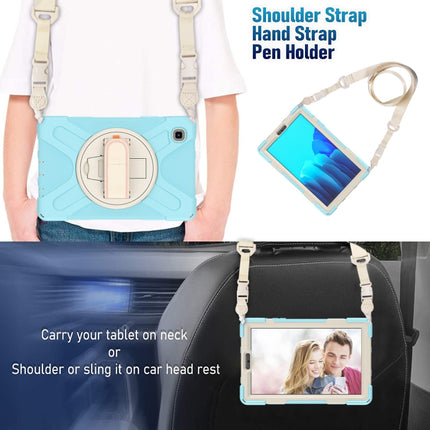 For Samsung Galaxy Tab A7 Lite T220 / T225 Silicone + PC Protective Case with Holder & Shoulder Strap(Ice Blue)-garmade.com