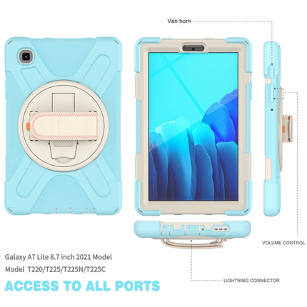 For Samsung Galaxy Tab A7 Lite T220 / T225 Silicone + PC Protective Case with Holder & Shoulder Strap(Ice Blue)-garmade.com