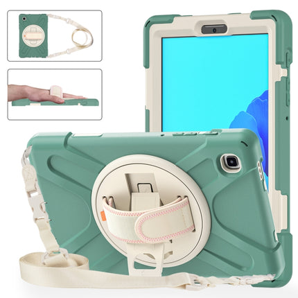 For Samsung Galaxy Tab A7 Lite T220 / T225 Silicone + PC Protective Case with Holder & Shoulder Strap(Emerald Green)-garmade.com