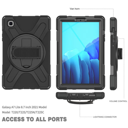 For Samsung Galaxy Tab A7 Lite T220 / T225 Silicone + PC Protective Case with Holder & Shoulder Strap(Black)-garmade.com