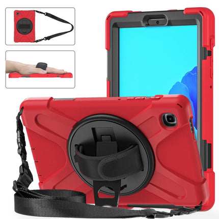 For Samsung Galaxy Tab A7 Lite T220 / T225 Silicone + PC Protective Case with Holder & Shoulder Strap(Red)-garmade.com