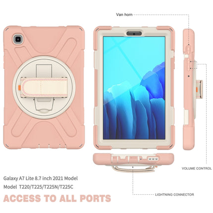For Samsung Galaxy Tab A7 Lite T220 / T225 Silicone + PC Protective Case with Holder & Shoulder Strap(Rose Gold)-garmade.com