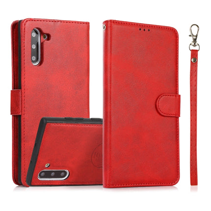 For Samsung Galaxy Note10 Calf Texture 2 in 1 Detachable Magnetic Back Cover Horizontal Flip Leather Case with Holder & Card Slots & Wallet & Photo Frame(Red)-garmade.com