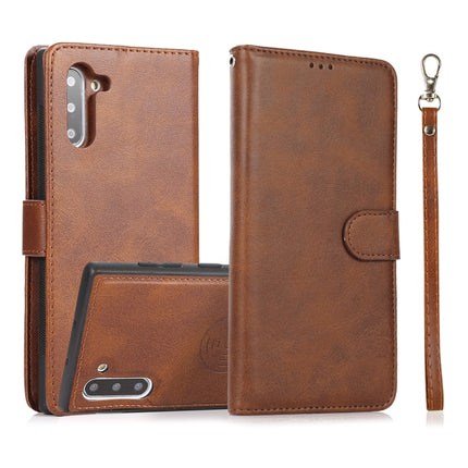 For Samsung Galaxy Note10 Calf Texture 2 in 1 Detachable Magnetic Back Cover Horizontal Flip Leather Case with Holder & Card Slots & Wallet & Photo Frame(Brown)-garmade.com