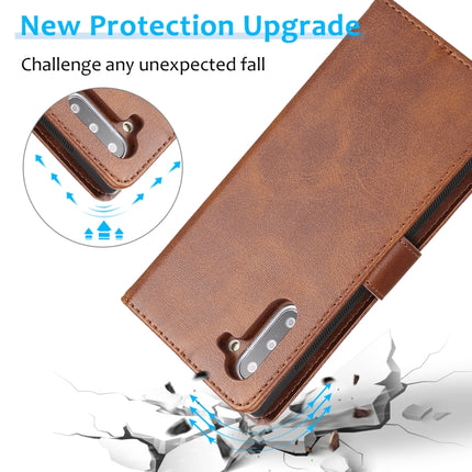 For Samsung Galaxy Note10 Calf Texture 2 in 1 Detachable Magnetic Back Cover Horizontal Flip Leather Case with Holder & Card Slots & Wallet & Photo Frame(Brown)-garmade.com