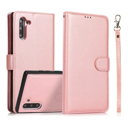 For Samsung Galaxy Note10 Calf Texture 2 in 1 Detachable Magnetic Back Cover Horizontal Flip Leather Case with Holder & Card Slots & Wallet & Photo Frame(Rose Gold)-garmade.com