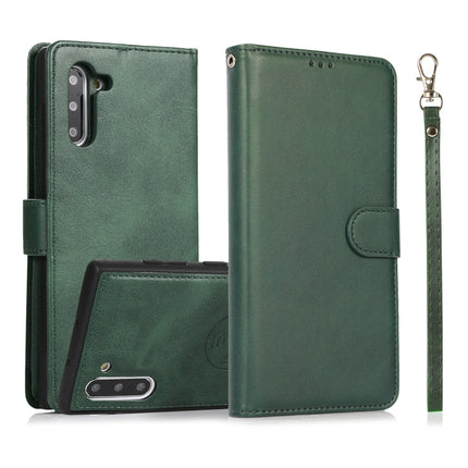For Samsung Galaxy Note10 Calf Texture 2 in 1 Detachable Magnetic Back Cover Horizontal Flip Leather Case with Holder & Card Slots & Wallet & Photo Frame(Green)-garmade.com